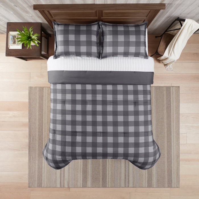 Serta Simply Clean Alex Buffalo Check Plaid Antimicrobial 7Piece